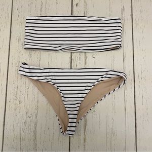 Striped Bikini Bandeau Style - Size Small
